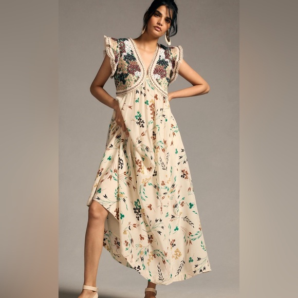 Anthropologie Dresses & Skirts - By Anthropologie Printed V-Neck Maxi Dress Gently Worn  Item
